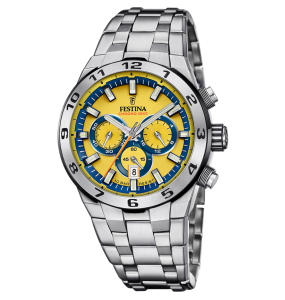Festina - Montre Chrono Bike jaune acier gris - Ref F20670/4