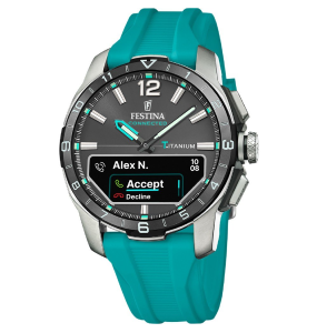 Festina - Montre Connected D gris et bracelet en silicone bleu - Ref F23000/5