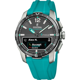 Festina - Montre Connected D gris et bracelet en silicone bleu - Ref F23000/5