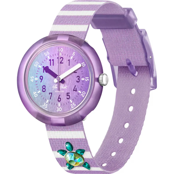 FlikFlak - Montre Shining Turtle violet et bracelet en textile - Ref FPNP148