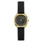Guess - Montre Charlotte noir acier doré et bracelet en silicone noir avec strass blanc - Ref GW0820L1