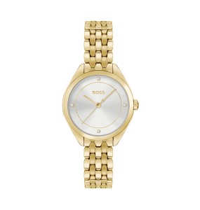Hugo Boss - Montre Mae blanc acier doré - Ref 1502733