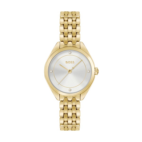 Hugo Boss - Montre Mae blanc acier doré - Ref 1502733