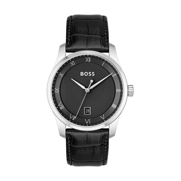 Hugo Boss - Montre Business Principle noir et bracelet cuir - Ref 1514122