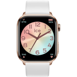 Ice Watch - Montre Ice Smart 2.0 métal doré rose et bracelet en silicone blanc - Ref 022537