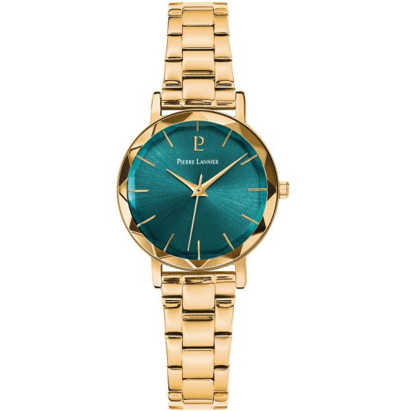 Pierre Lannier - Montre Multiples vert et bracelet en acier doré  - Ref 012P562