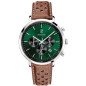 Pierre Lannier - Montre Baron vert et bracelet en cuir perforé brun - Ref 219G164