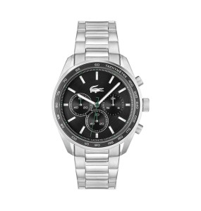 Lacoste - Montre Boston noir et bracelet en acier gris  - Ref 2011347