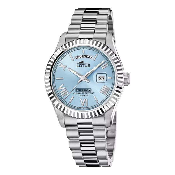 Lotus - Montre cadran bleu et bracelet en acier gris - Ref 18854/8