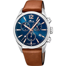 Lotus - Montre chrono bleu et bracelet en cuir marron - Ref 18691/2