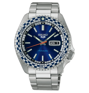 Seiko - Montre 5 sports bleu et bracelet en acier gris - Ref SRPK65K1