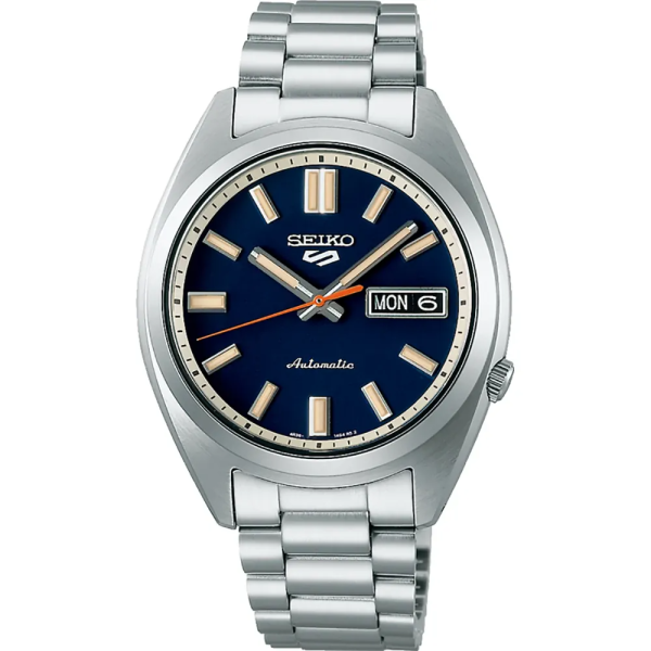 Seiko - Montre 5 bleu et bracelet en acier gris  - Ref SRPK87K1