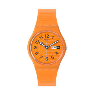 Swatch - Montre Trendy lines in sienna orange et bracelet en silicone orange - Ref SO28O703