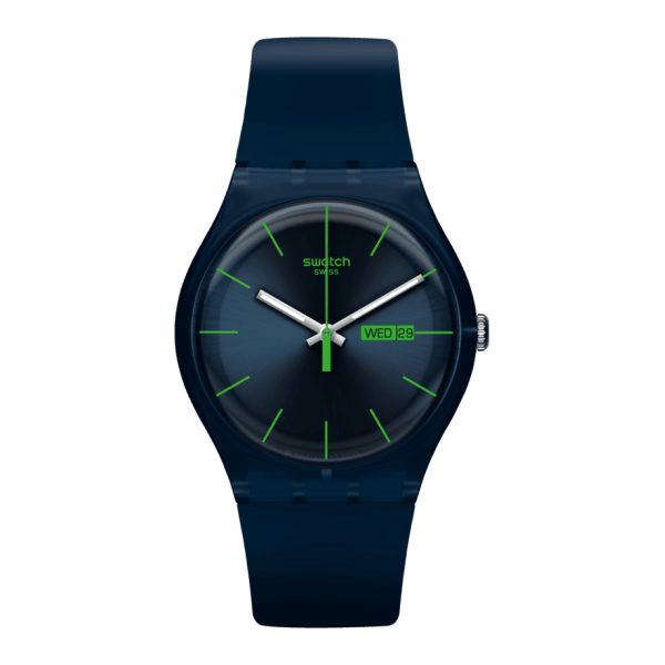 Swatch - Montre Blue rebel et bracelet en silicone bleu foncé - Ref SO29N704