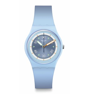 Swatch - Montre Frozen waterfall et bracelet en silicone bleu - Ref SO31L100