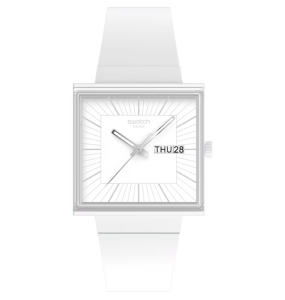 Swatch - Montre what if all white blanche et bracelet en silicone banc - Ref SO34W700