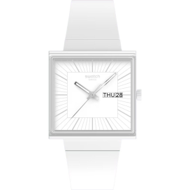 Swatch - Montre what if all white blanche et bracelet en silicone banc - Ref SO34W700