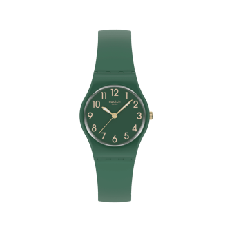 Swatch - Montre Notes of pecan verte et bracelet en silicone vert  - Ref LG130