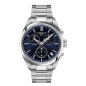 Tissot - Montre PR100 Chronograph bleu et bracelet en acier mailles grises  - Ref T1504171104100