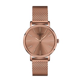 Tissot - Montre everytime doré rose et bracelet mailles milanaises  - Ref T1432103333100