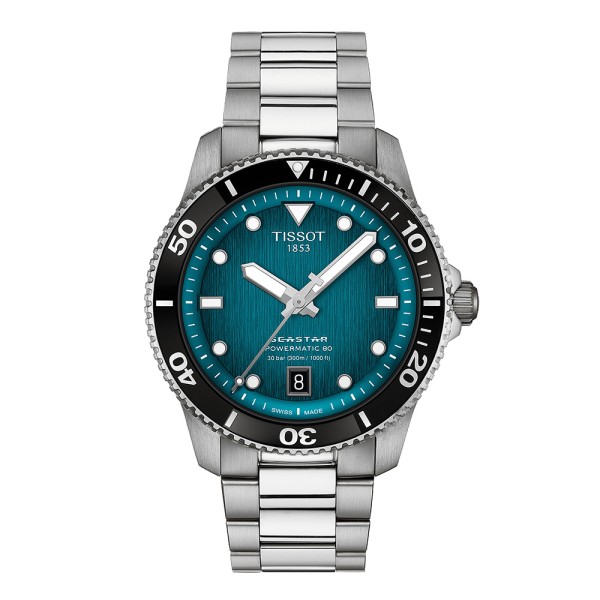 Tissot - Montre Seastar bleu et bracelet acier mailles grises  - Ref T1208071109100
