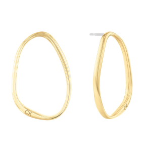Calvin Klein - Boucles d'oreilles créoles Elongated Drops acier doré - Ref 35000451