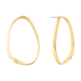 Calvin Klein - Boucles d'oreilles créoles Elongated Drops acier doré - Ref 35000451