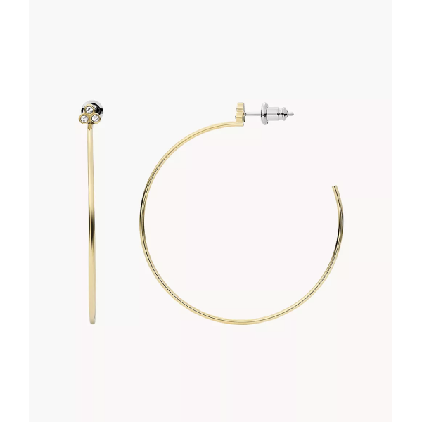 Fossil - Boucles d'oreilles créoles sadie acier doré   - Ref JF04111710