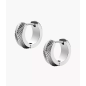 Fossil - Boucles d'oreilles petites créoles harlow linear acier argenté texturé - Ref JF04666040