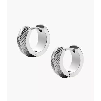 Fossil - Boucles d'oreilles petites créoles harlow linear acier argenté texturé - Ref JF04666040