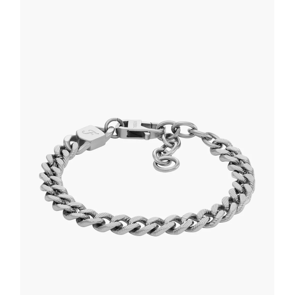 Fossil - Bracelet chaîne harlow linear acier argenté - Ref JF04697040