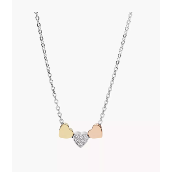 Fossil - Collier coeur acier tricolore - Ref JF02856998