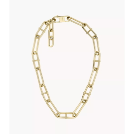 Fossil - Collier chaîne Heritage D-Link acier inoxydable doré - Ref JF04102710