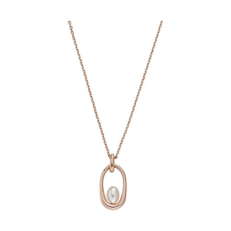 Skagen - Collier pendentif Agnethe acier doré rose et perle - Ref SKJ1749791