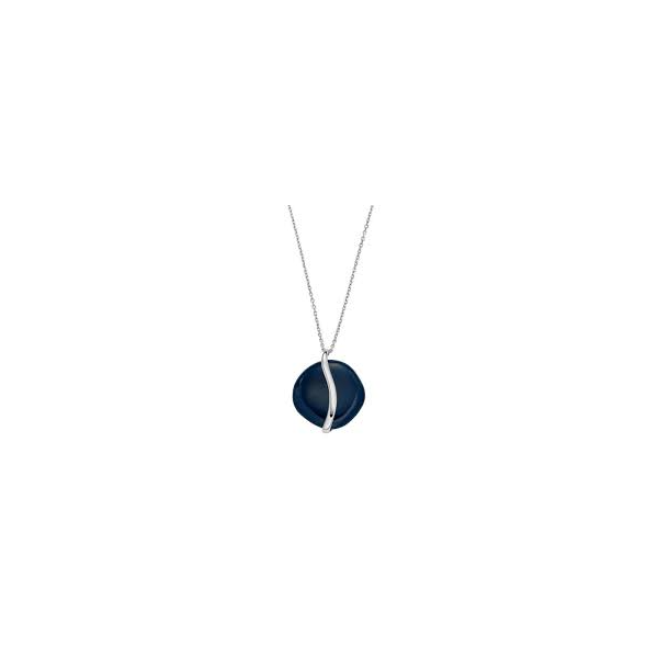 Skagen - Collier chaînette Sofie Sea Glass acier et carré verre bleu - Ref SKJ1809040