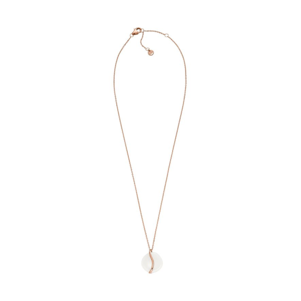 Skagen - Collier pendentif Sofie acier doré rose avec verre de mer - Ref SKJ1813791