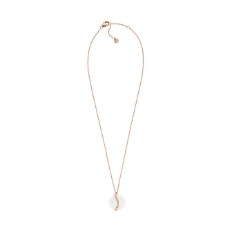 Skagen - Collier pendentif Sofie acier doré rose avec verre de mer - Ref SKJ1813791