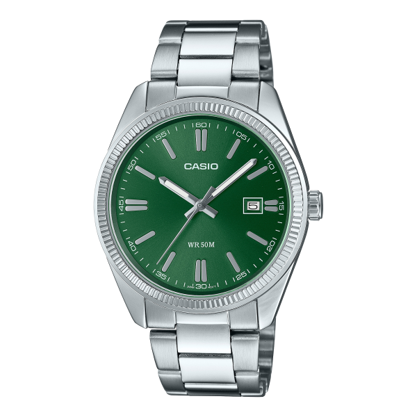 Montre Homme Casio - Collection verte bracelet acier gris - Ref MTP-1302PD-3AVEF