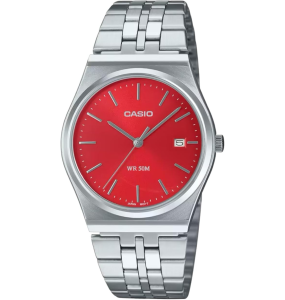 Montre Mixte Casio - Heritage rouge bracelet acier - Ref MTP-B145D-4A2VEF