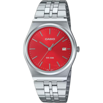 Montre Mixte Casio - Heritage rouge bracelet acier - Ref MTP-B145D-4A2VEF