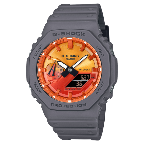 Montre Homme Casio - Capsule Flame Inside orange bracelet résine - Ref GA-2100FL-8AER