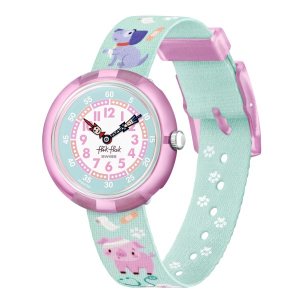 Montre Junior FlikFlak - My Spirit Animal bicolore bracelet textile - Ref FBNP222