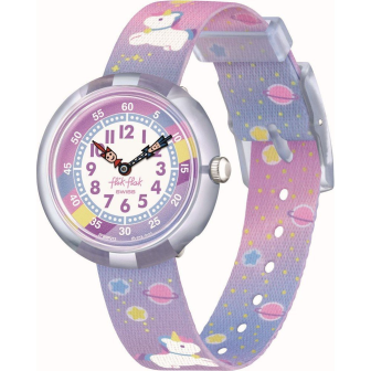 Montre Junior FlikFlak - Cuddly Unicorn multicolore bracelet textile - Ref FBNP213