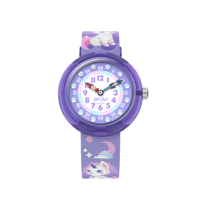 Montre Junior FlikFlak - Cosmicat Violet bracelet textile - Ref FBNP233
