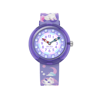 Montre Junior FlikFlak - Cosmicat Violet bracelet textile - Ref FBNP233