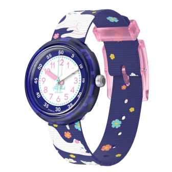 Montre Junior FlikFlak - Fancy Cat tricolore bracelet textile - Ref FPNP164