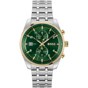 Montre Homme Hugo Boss - Skytraveller vert bracelet acier - Ref 1514195