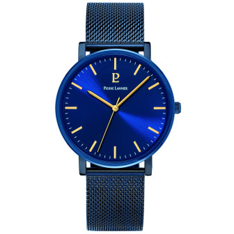 Montre Homme Pierre Lannier - Essential bleu et bracelet en acier mailles milanaises bleues - Ref 218F466