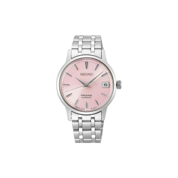 Montre Femme Seiko - Presage Automatique Cocktail Cosmopolitain rose bracelet acier - Ref SRP839J1