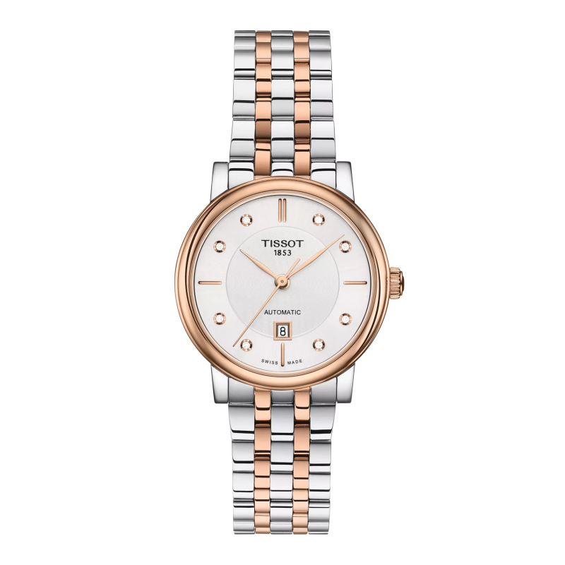 Montre Femme Tissot Carson automatique argenté bracelet acier PVD - Réf. T1222072203600